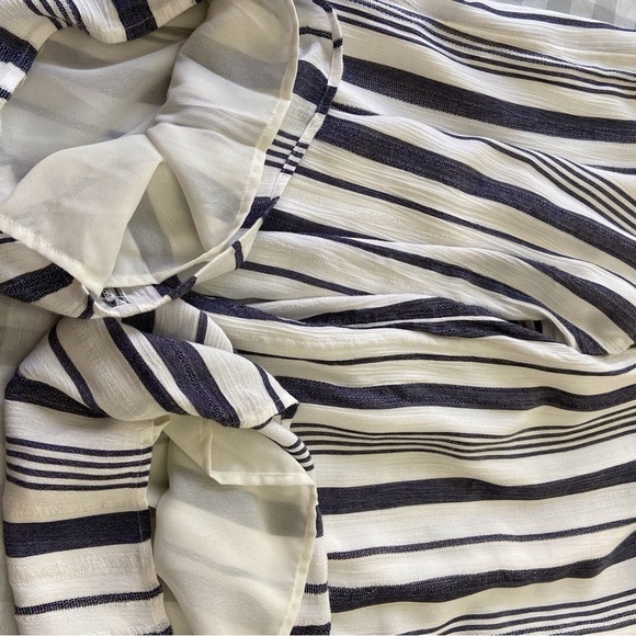 AEO jumpsuit wide legs flare blue white striped light Bohemian smock back XS - Picture 7 of 15